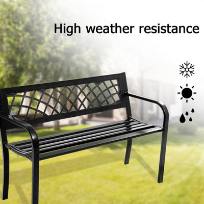 Costway 2 Seater Patio Garden Bench Outdoor Weatherproof Metal Loveseat W/ Backrest - 6