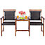 Costway 2-Seater Rattan Chair & Table Set w/ Umbrella Hole