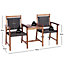 Costway 2-Seater Rattan Chair & Table Set w/ Umbrella Hole