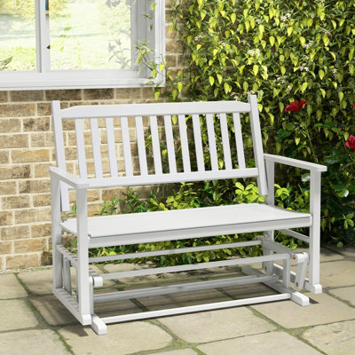 Costway Seats Outdoor Glider Bench Poplar Wood Patio Swing