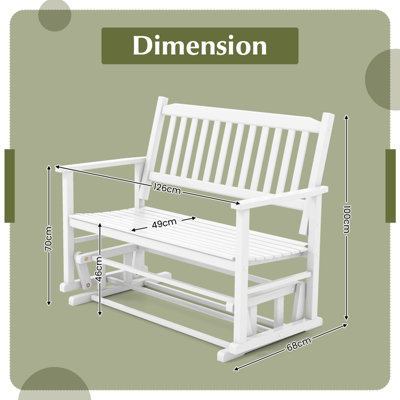 Costway 2 Seats Outdoor Glider Bench Poplar Wood Patio Swing Glider Loveseat Chair with Armrests - 3