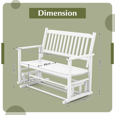Costway 2 Seats Outdoor Glider Bench Poplar Wood Patio Swing Glider Loveseat Chair with Armrests