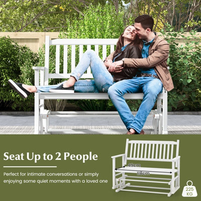 Costway 2 Seats Outdoor Glider Bench Poplar Wood Patio Swing Glider Loveseat Chair with Armrests - 6