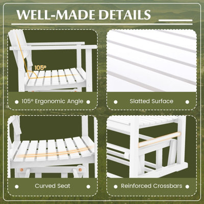 Costway 2 Seats Outdoor Glider Bench Poplar Wood Patio Swing Glider Loveseat Chair with Armrests - 7