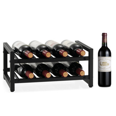 Costway 2 Tier 8 Bottle Wine Rack Sturdy Countertop Wine Display Rack Home Kitchen DIY at B Q