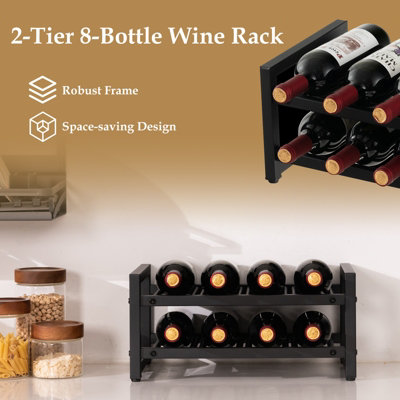 Costway 2 Tier 8 Bottle Wine Rack Sturdy Countertop Wine Display Rack Home Kitchen DIY at B Q