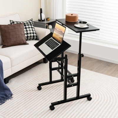 Costway 2-Tier Adjustable Standing Desk Mobile Sit Stand computer Desk on Wheels