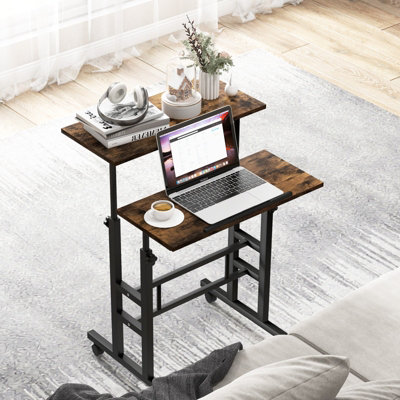 Costway 2-Tier Adjustable Standing Desk Mobile Sit Stand computer Desk ...