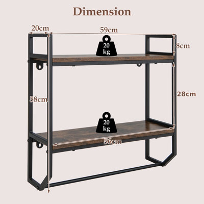 Costway 2 Tier Wall Mount Shower Organizer Toilet Bathroom Storage Rack  Holder Towel Bar