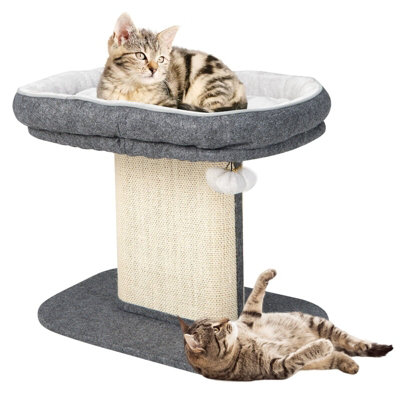 Costway 2-Tier Cat Tree for Indoor Cats Cat Tower Cat Bed w/ Scratching ...
