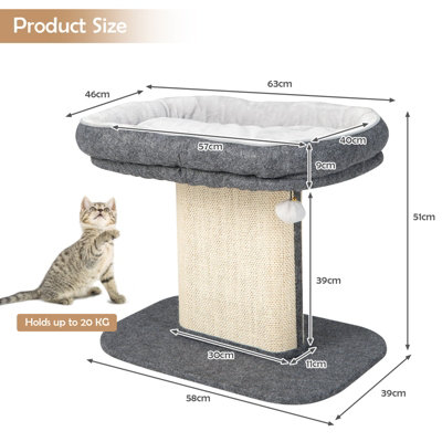 Costway 2-Tier Cat Tree for Indoor Cats Cat Tower Cat Bed w/ Scratching Post