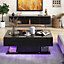 Costway 2-Tier Coffee Table Modern Center Table Cocktail Table W/ Adjustable LED light