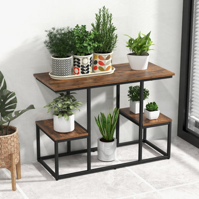 Costway 2-Tier Display Rack Rustic TV Console Table Industrial Sofa Table Rack