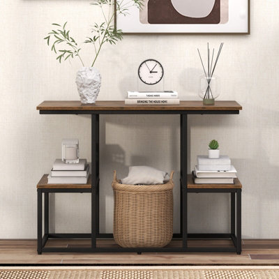 Costway 2-Tier Display Rack Rustic TV Console Table Industrial Sofa Table Rack