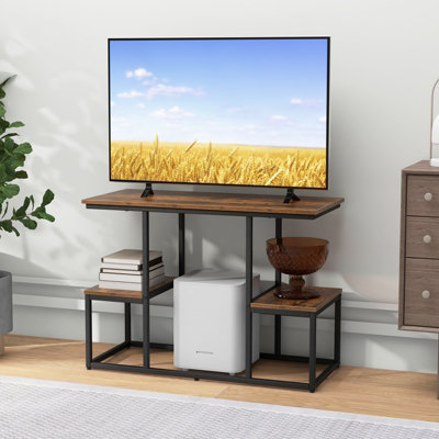 Costway 2-Tier Display Rack Rustic TV Console Table Industrial Sofa Table Rack