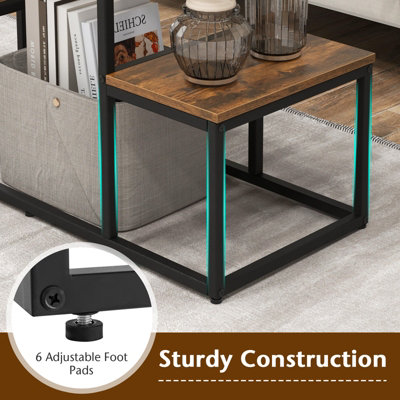 Costway 2-Tier Display Rack Rustic TV Console Table Industrial Sofa Table Rack