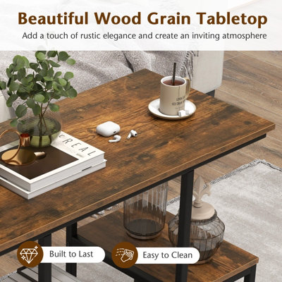 Costway 2-Tier Display Rack Rustic TV Console Table Industrial Sofa Table Rack