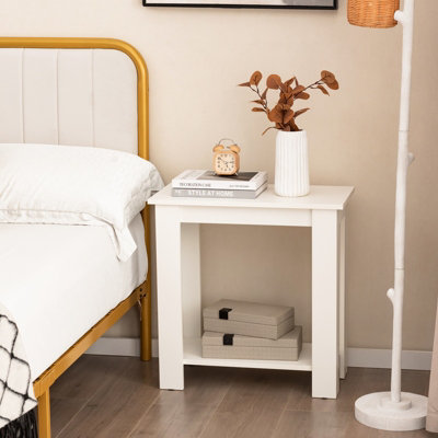Costway 2-Tier End Table Sofa Bedside Table Nightstand Side Table with Storage Shelf