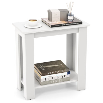 Costway 2-Tier End Table Sofa Bedside Table Nightstand Side Table with Storage Shelf