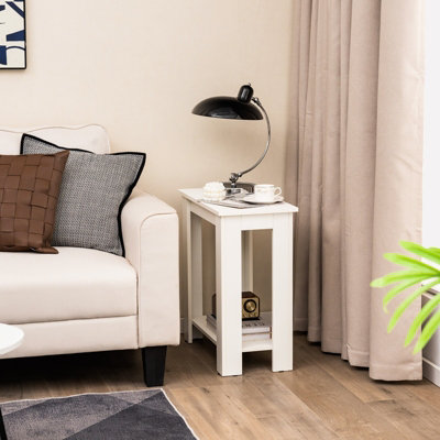 Costway 2-Tier End Table Sofa Bedside Table Nightstand Side Table with Storage Shelf