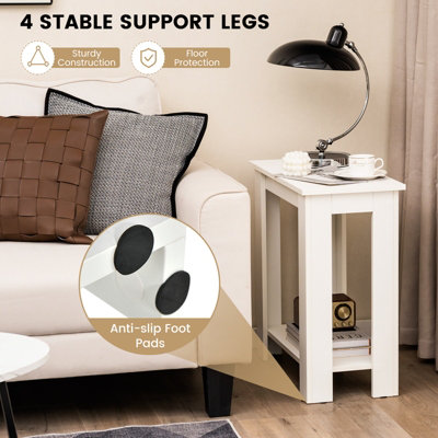 Costway 2-Tier End Table Sofa Bedside Table Nightstand Side Table with Storage Shelf