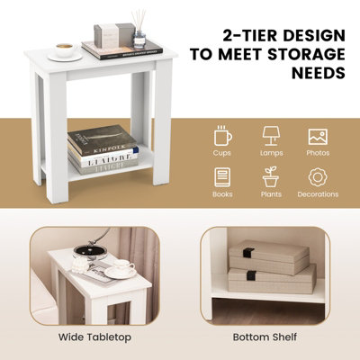 Costway 2-Tier End Table Sofa Bedside Table Nightstand Side Table with Storage Shelf
