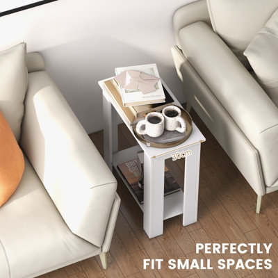Costway 2-Tier End Table Sofa Bedside Table Nightstand Side Table with Storage Shelf
