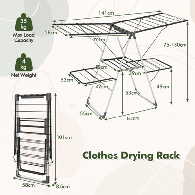 Costway 2-Tier Freestanding Clothes Drying Rack Foldable Clothing ...