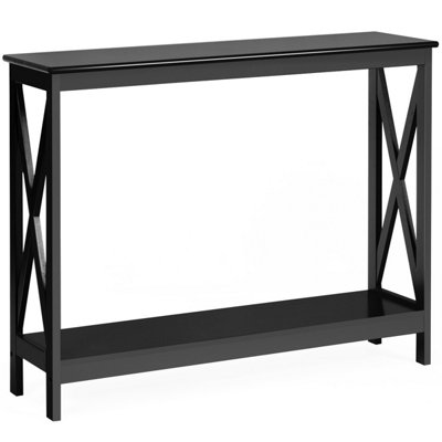 Costway 2Tier Industrial Console Table Sofa Side Table Narrow Accent