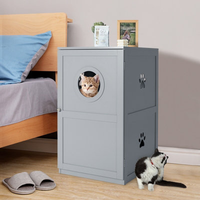 Litter box furniture outlet with storage