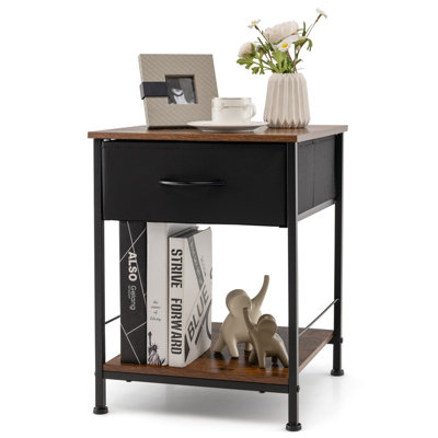 Costway 2-tier Nightstand Bedside End Sofa Coffee Table Beside Storage Table With Drawer