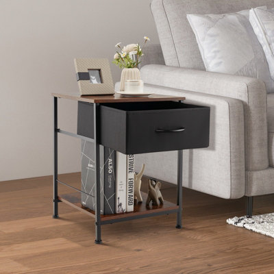 Costway 2-tier Nightstand Bedside End Sofa Coffee Table Beside Storage Table With Drawer