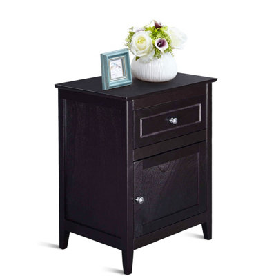 Costway 2-Tier Nightstand Modern Sofa Side Table Bedroom End Table w/ Drawer