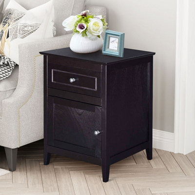 Costway 2-Tier Nightstand Modern Sofa Side Table Bedroom End Table w/ Drawer
