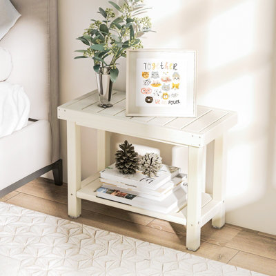 Costway 2-Tier Shower Bench Waterproof Bathroom Shower Stool w/ Bottom Storage Shelf - 8
