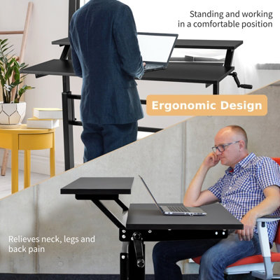 Costway 2-Tier Standing Computer Desk Sit to Stand Workstation ...