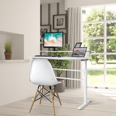 Costway 2-Tier Standing Computer Desk Sit to Stand Workstation ...