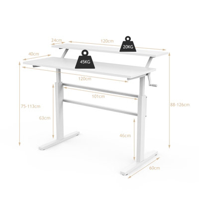 2 tier sit and deals stand computer desk