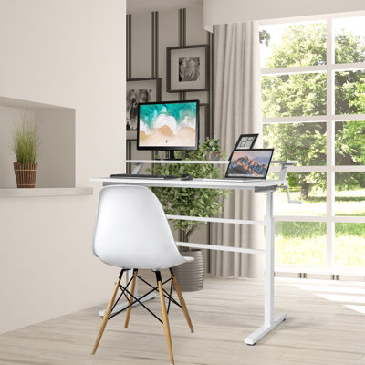 Costway 2-Tier Standing Computer Desk Sit to Stand Workstation ...