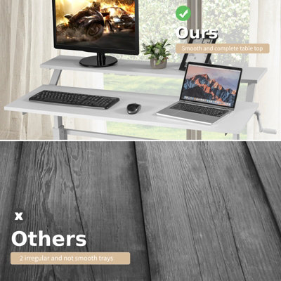 Costway 2-Tier Standing Computer Desk Sit to Stand Workstation ...