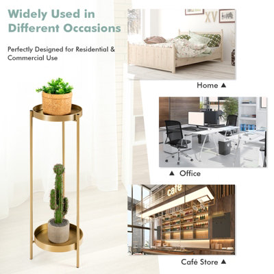 Costway 2 Tier Tray Plant Stand Metal Flower Stand Round Flower