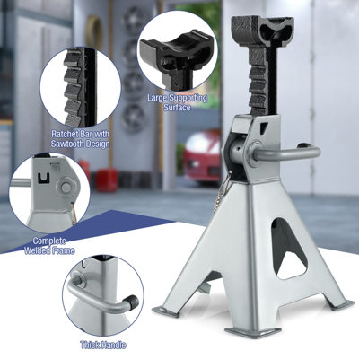 COSTWAY 2 Tons Jack Stands Vehicle Lifting Stand w/ Handle Lock ...