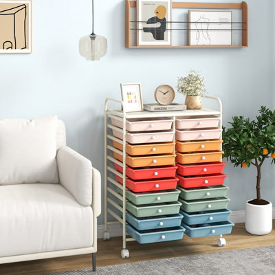 Costway 20 Drawers Storage Trolley Mobile Rolling Utility Cart Home Office Organizer - 3