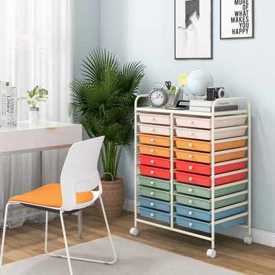 Costway 20 Drawers Storage Trolley Mobile Rolling Utility Cart Home Office Organizer - 4