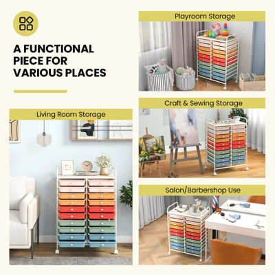 Costway 20 Drawers Storage Trolley Mobile Rolling Utility Cart Home Office Organizer - 5