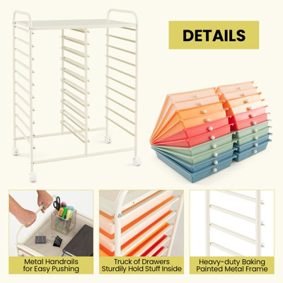 Costway 20 Drawers Storage Trolley Mobile Rolling Utility Cart Home Office Organizer - 7