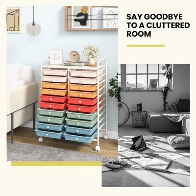 Costway 20 Drawers Storage Trolley Mobile Rolling Utility Cart Home Office Organizer - 8