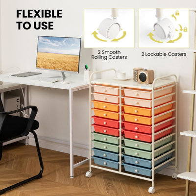 Costway 20 Drawers Storage Trolley Mobile Rolling Utility Cart Home Office Organizer - 9