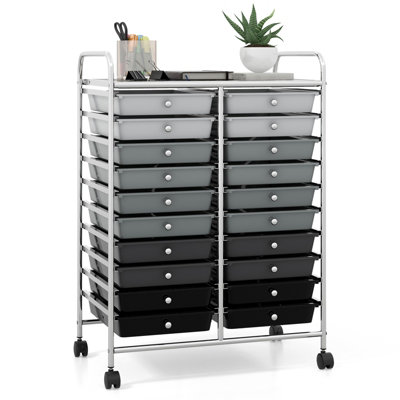 Costway 20 Drawers Storage Trolley Mobile Rolling Utility Cart Home ...