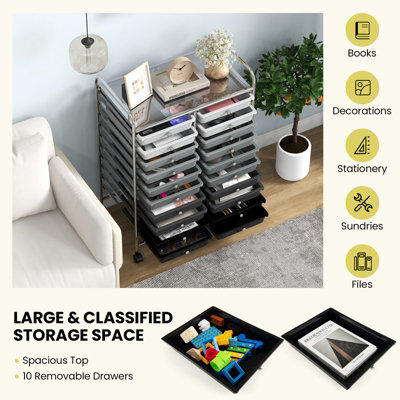 Costway 20 Drawers Storage Trolley Mobile Rolling Utility Cart Home ...
